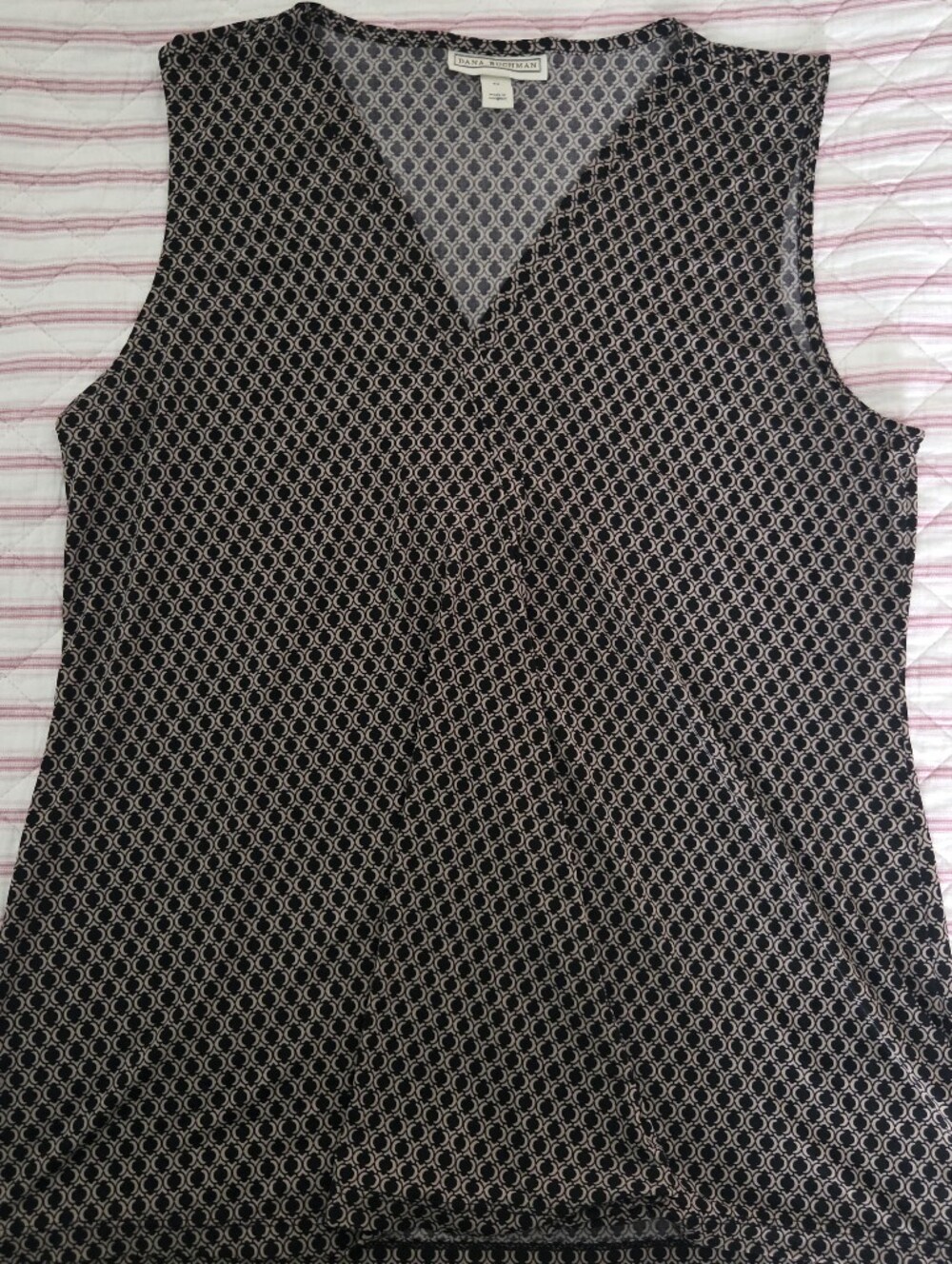 Dana Buchman Black Geometric Sleeveless Faux-Wrap Camisole